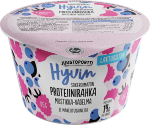 Juustoportti Hyvin proteiinirahka 175 g mustikka-vadelma laktoositon