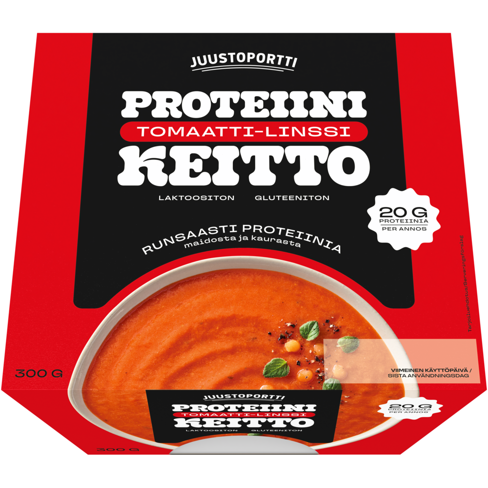 Juustoportti Proteiini-tomaatti-linssikeitto 300 g laktoositon gluteeniton