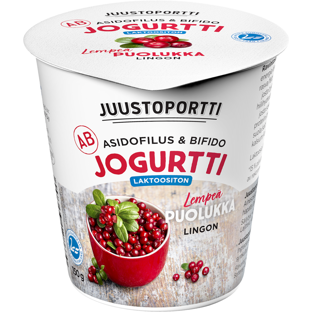 Juustoportti AB-jogurtti 150 g puolukka laktoositon
