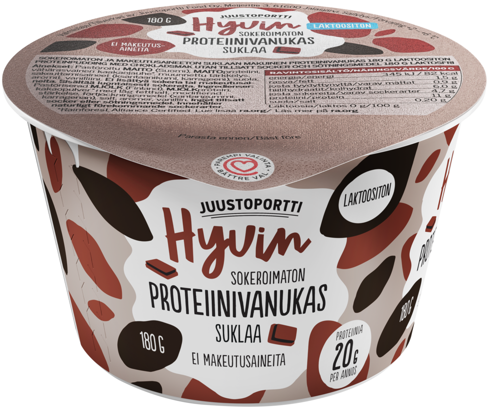 Juustoportti Hyvin proteiinivanukas 180 g suklaa laktoositon