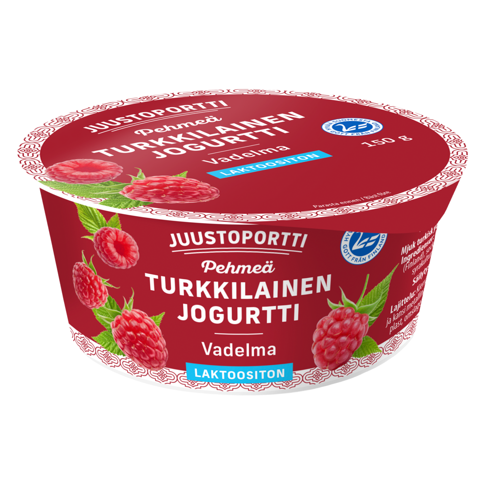Juustoportti Pehmeä turkkilainen jogurtti 150 g vadelma laktoositon