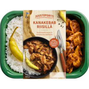 Juustoportti Kanakebab riisillä 350 g laktoositon gluteeniton