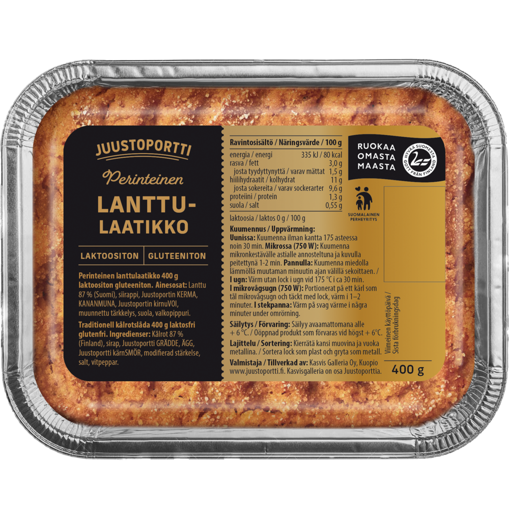Juustoportti Perinteinen lanttulaatikko 400 g laktoositon gluteeniton