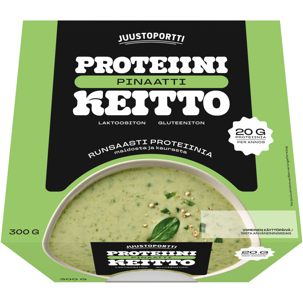 Juustoportti Proteiini-pinaattikeitto 300 g laktoositon gluteeniton
