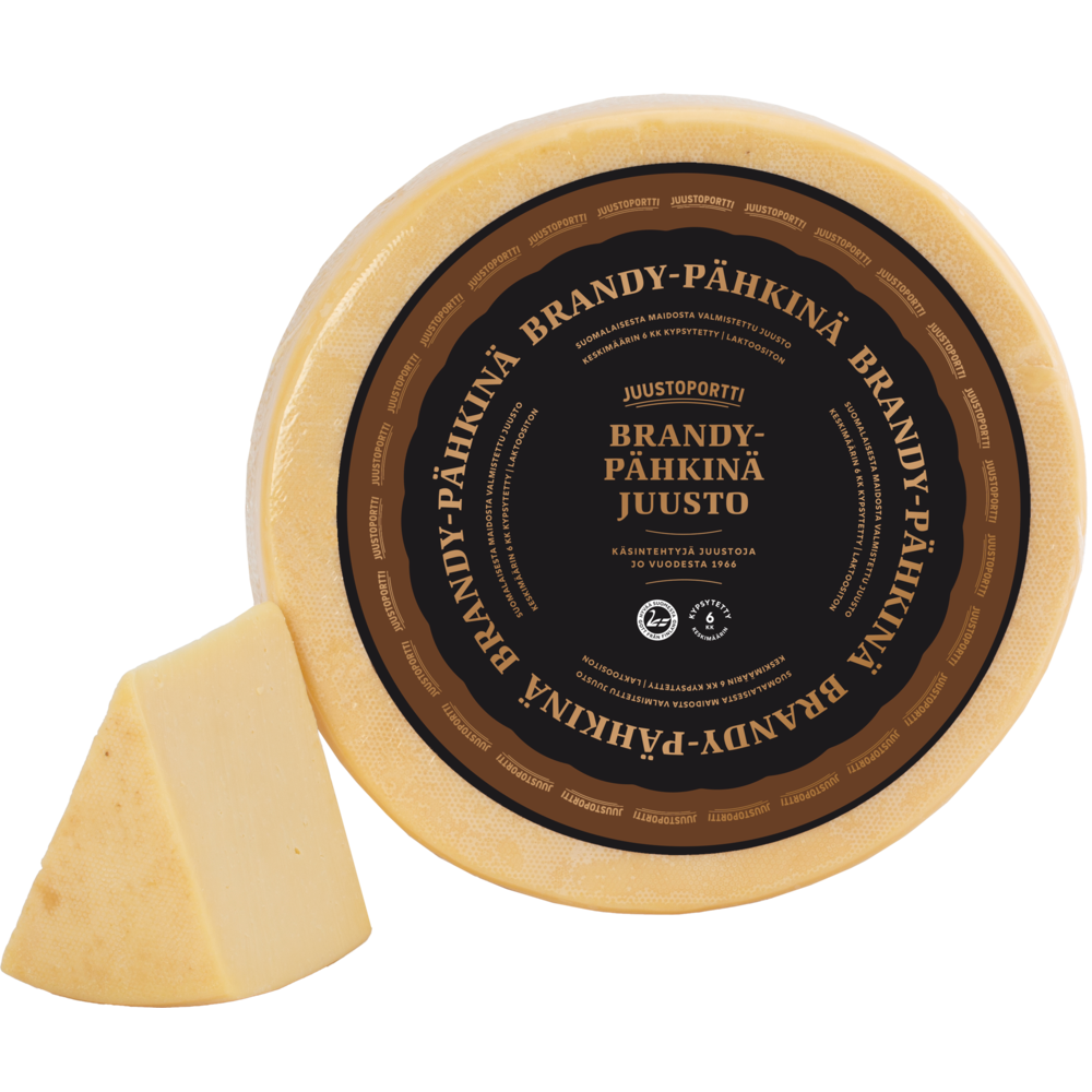 Juustoportti Brandy-pähkinä juusto noin 5 kg kiekko