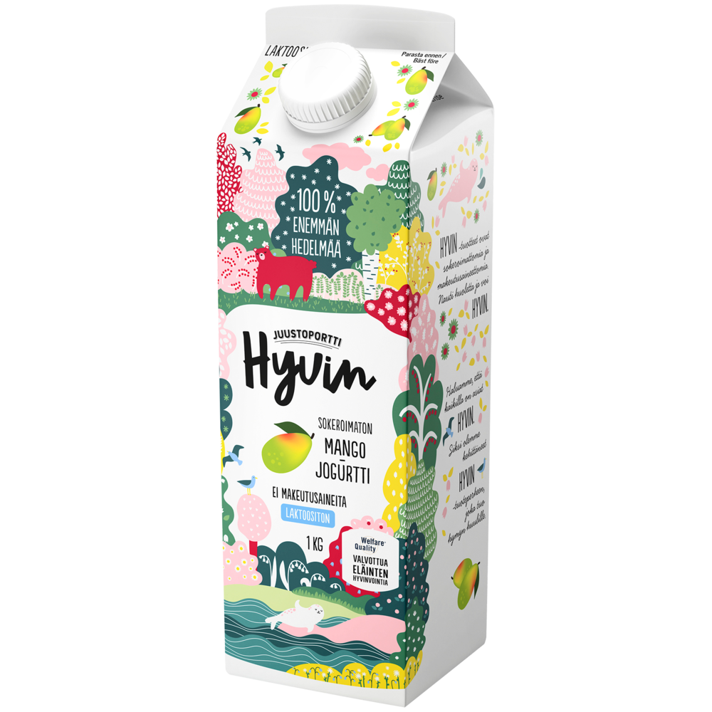 Juustoportti Hyvin sokeroimaton jogurtti 1 kg mango laktoositon