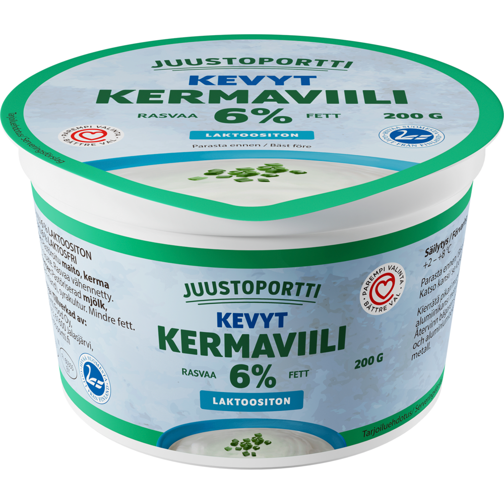 Juustoportti kermaviili 6 % 200 g vähälaktoosinen
